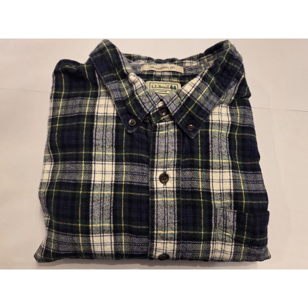 LL Bean Flannel Shirt Mens XXL Traditional Fit Plaid Button Down Cotton Outdoor - Picture 5 of 7